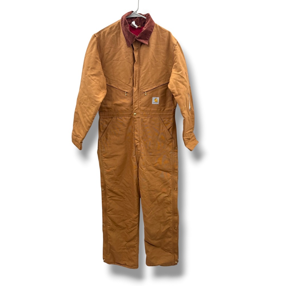 Carhartt Duck Coverall Mens‎ 42 Regular Brown Quilt Lined Zip-to-Waist NEW